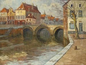 Zicht Op De Grootbrug Over De Dijle by Alfons De Clerccq