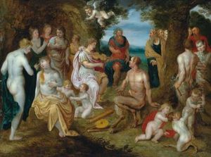 Die Bestrafung Des Konigs Midas Nach Dem Wettstreit Zwischen Pan Und Apoll by Hendrick De Clerck