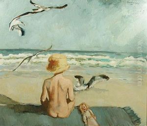 Meisje Op Het Strand. by Frans De Cock