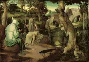 Saint Anthony The Great With Saint Paul The Hermit by Jan Wellens de Cock