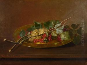Stilleben Mit Johannesbeeren Auf Einem Teller. by Jules J. Olivier De Cocquerel
