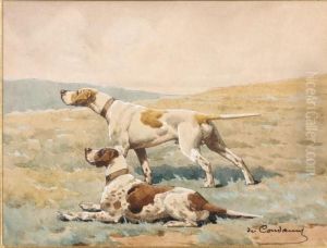 Deux Chiens De Chasse A Courre by Charles Fernand de Condamy
