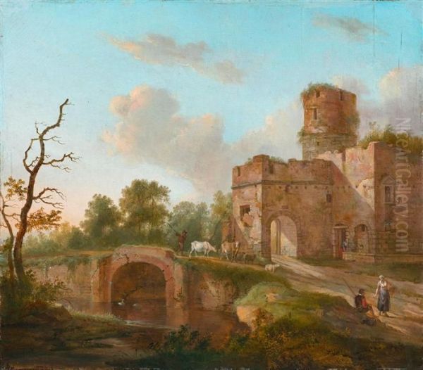 Flusslandschaft Mit Burgruine. - view 1