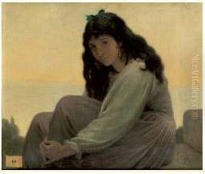 Jeune Femme Pensive Devant La Mer by Alfred P. De Curzon