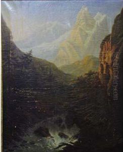 Cascade Du Staubbach Et Glacier De La Jungfrau, Dans La Vallee De Lauterbrunn Cascade Du Staubbach Et Glacier De La Jungfrau, Dans La Vallee De Lauterbrunn