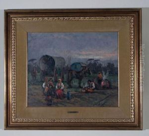 Peasants In A Landscape by Achille De Dominicis