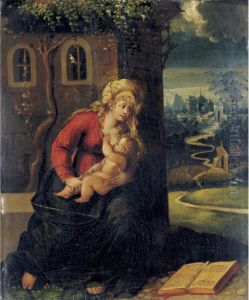 Madonna And Child With A Book by Battista Dossi