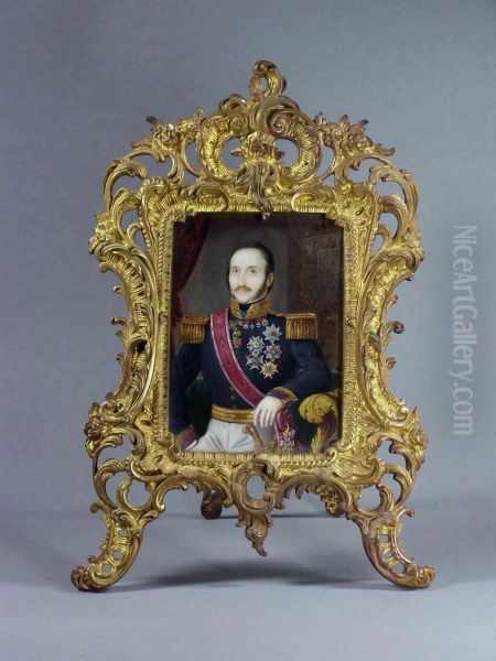Jose De Palafox Y Melci, Herzog Von Saragossa (1776 - 1847), Imhintergrund Mit Spanischem Wappen - view 1