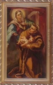 Weibliche Heilige Erscheint Einem Monch Mit Saugling by J-B. Duch. Gisors De Duchesne Des Argilliers