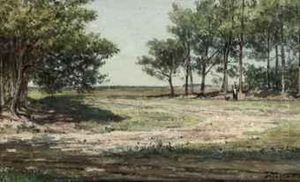 A Wanderer And Her Dog On The Heath by Willem De Famars Testas
