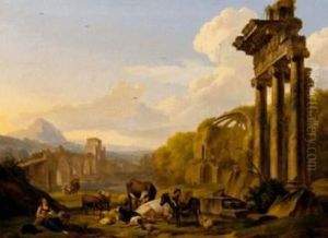 Bergers Gardant Leur Betail Dans Les Ruines Du Colisee