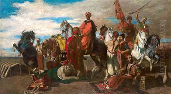 Orientalische Reiter Bei Der Rast - view 1