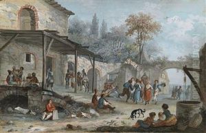 Landliches Vergnugen In Einem Gehoft by Franz Ferg