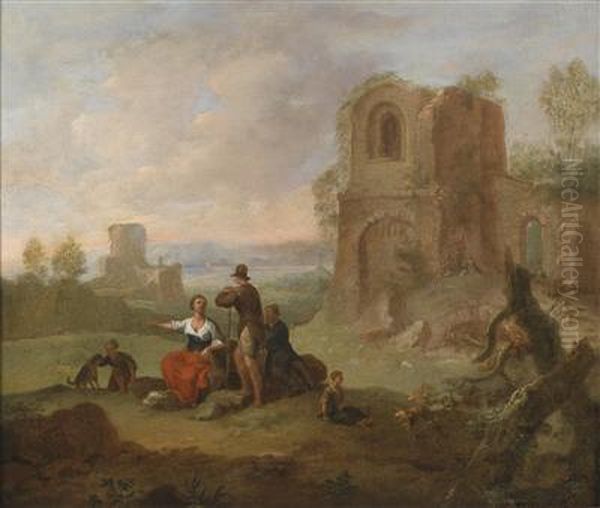A Landscape With Ruins And Resting Travellers - view 1