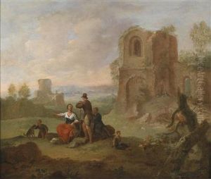 A Landscape With Ruins And Resting Travellers