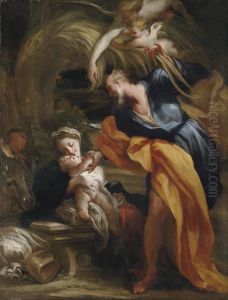 The Rest On The Flight To Egypt by Gregorio de Ferrari