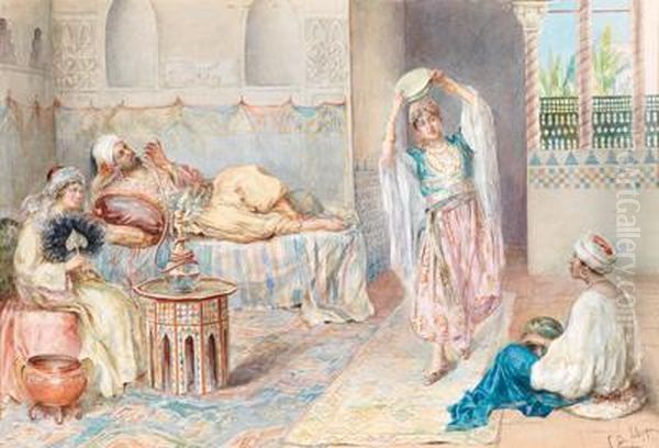 Orientalisches Interieur Mit Einertamburintanzerin - view 1
