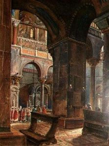 Views Of Romanesque Church Interiors by Adolphe Barrigue De Fontaineau