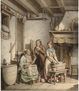 A Country Interior by Louis Henri De Fontenay
