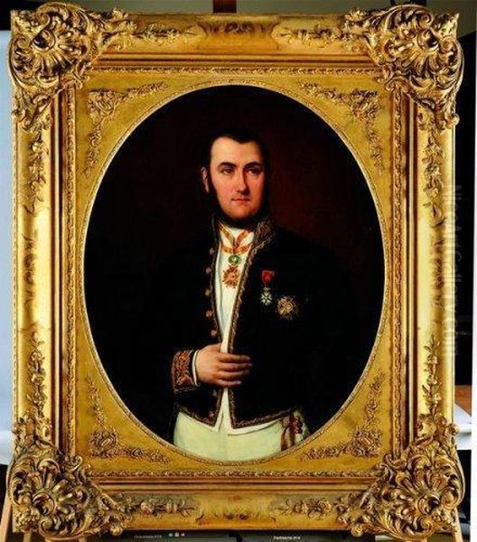 Portrait De Cesar Paul Felix Boyer (decede En 1882), En Habit Deprefet, Portant L'etoile D'officier De La Legion D'honneur Etl'ensemble Espagnol De Grand Croix De L'ordre D'isabelle Lacatholique. - view 1