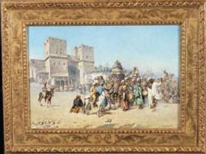 Devant La Porte De Bab Al Nasr, Le Caire by Mariano De Franceschi