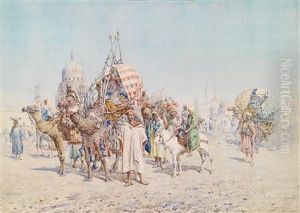 Orientalische Figurengruppe Mit Einer Eleganten Dame Auf Einem Kamel