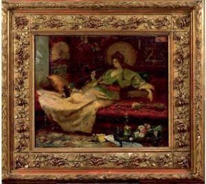 Femme Jouant Avec Ses Petits Chatons by Paul De Frick