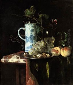 A Chinese Transitional Blue And White Silver-mounted Tankard by Hendrik de Fromantiou