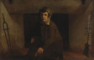 Man By A Fireplace by Gustave De Galard