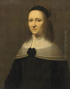 Portrait Of A Lady, Half-lenght, In A Black Dress With A White Lacecollar by Wybrand Simonsz. de Geest