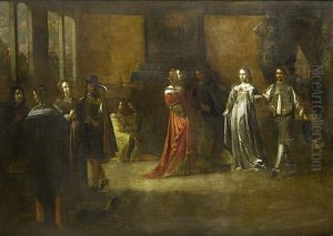Elegant Figures Merrymaking In An Interior