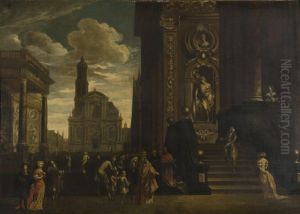 Place Italienne Animee De Personnages by Frans De Geffels