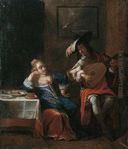 Interieur Mit Musizierendem Paar