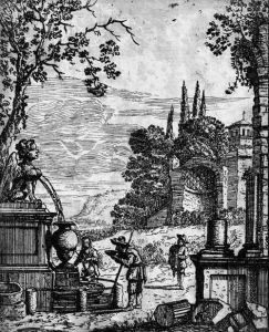 Trinkender Mann Am Brunnen by Frans De Geffels