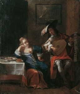 Interieur Mit Musizierendem Paar. by Frans De Geffels