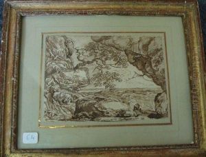 Paysage Tourmente Avec Rochers Et Personnages by Andries Jacobsz. Stock