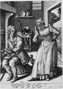Ein Mann, Von Seiner Frau Beherrscht by Andries Jacobsz. Stock