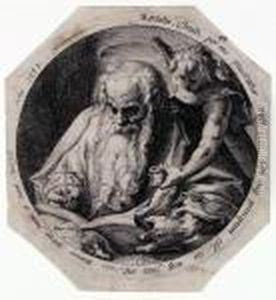 Evangelist Matthaus by Andries Jacobsz. Stock