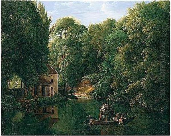 View Of 'la Brasserie' At Ermenonville, With Sportsmen Shooting Duck On A River - view 1