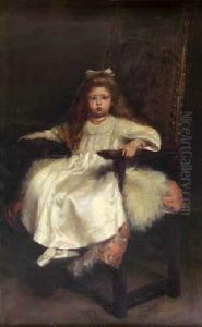 Portrait Study Of A Young Girl Seated In An Armchair by Hugh Twenebrokes De Glazebrook
