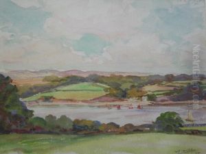 The Helford With Red Sails by Wilfred Gabriel De Glehn