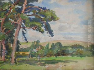Figures In A Field On A Summer Day by Wilfred Gabriel De Glehn