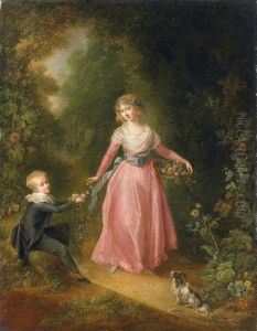 Parklandschaft Mit Dame Und Knaben by P. De Glimes