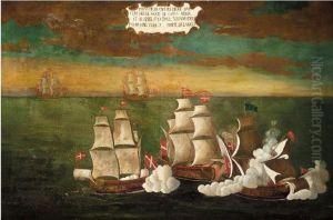 A Sea Battle Between The Turks And Christians Outside Carthage by Giuseppe De Gobbis