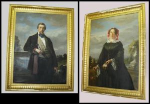 Portrait De Jean Baptiste Bebbeloos (bourgmestre De Vollezele) Et De Son Epouse Maria Anna Demiddeleer by Vital De Gronckel