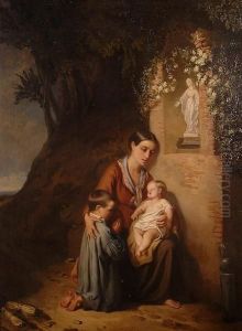 A Penitent Family At The Village Shrine.