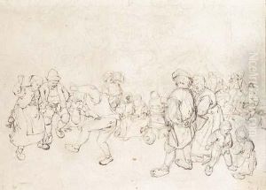 Peasants Dancing At A Village Feast by Jan Hendrick van Grootvelt