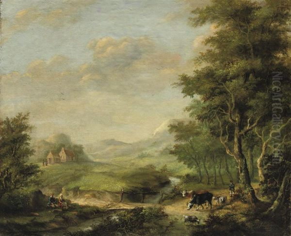 Cattle In A Wooded Landscape - view 1