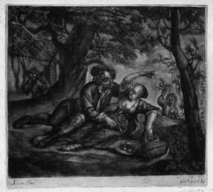 Bauernpaar In Landschaft by Johannes W. Simon De Groot
