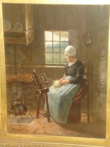 Interior With Maid At A Spinning Wheel Interior With Maid At A Spinning Wheel
